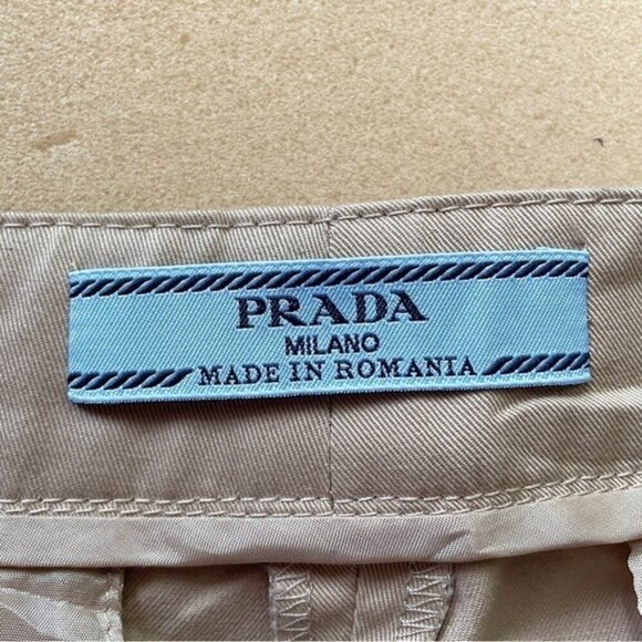 Prada Khaki Straight Leg Cotton Crop Capri Pants - 8 / Medium - Picture 7 of 16
